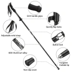 BSWOLF 2Pcs Ultralight Trekking Poles Walking Sticks Hiking Canes Folding Aluminum Walking Pole Nodic Walking Sticks - Image 2
