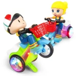 Luminous Motorcycle Pedal-Powered Toy - Stunt Rotation+Music Lights, Boys Birthday Gift/Yard Riding - Image 2