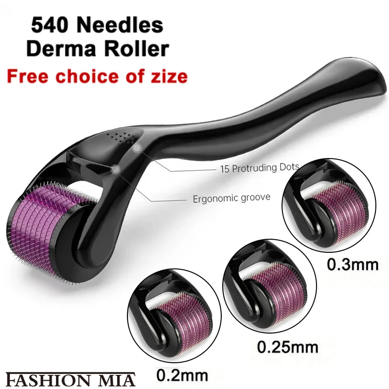 DRS 540 0.25mm Titanium Derma Roller Hair Growth Beard Microneedle Roller Facial Skin Care Micro Needle Roller Treatment