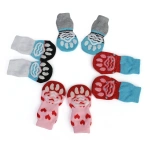 4Pcs Warm Puppy Dog Shoes Soft Pet Knits Socks Cute Cartoon Anti Slip Skid Socks Breathable Pet Products S/M/L Puppy Dog Socks - Image 4
