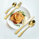 24pcs Golden Tableware Set Light Luxury Stainless Steel Cutlery Fork Knife Spoon Dinnerware Set Minimalist Decor with Gift Box - Image 5