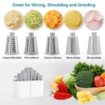 LMETJMA 5 in 1 Rotary Cheese Grater Shredder Kitchen Mandoline Vegetable Julienne Slicer Waffle Cutter Nut Chopper JT247 - Image 2