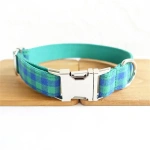 Personalized Pet Collar Free Engraving Custom Puppy Nameplate ID Tag Adjustable Buckle Green Blue Suit Plaid Collars Leash - Image 2