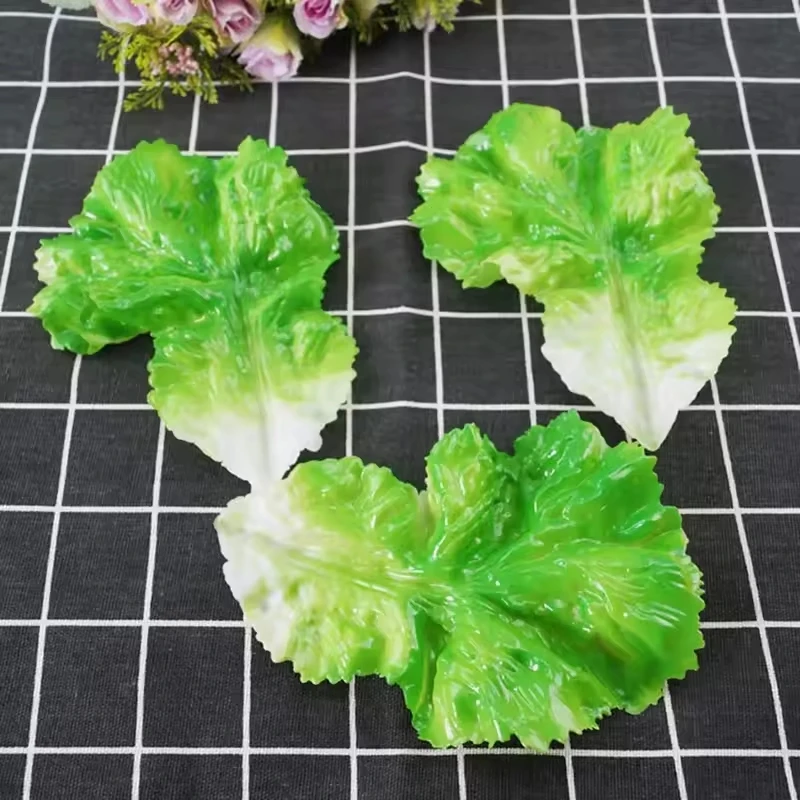kf-S731027aa6e104eda9d06f20d64871f41p Simulation Lettuce Leaves PVC Artificial Green Vegetable Model Fake Food for DIY Festival Home Party Kitchen Decor 5PC - Image 1