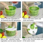 LMETJMA 5 L Large Salad Spinner Vegetable Washer Dryer Drainer Strainer with Bowl Colander Multi-Use Lettuce Spinner JT252 - Image 2