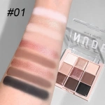 9-Color Eyeshadow Palette with Fine Glitter, Shimmer, Matte, Milk Tea Shades; Mini, Daily Use, Student-Friendly Makeup - Image 2