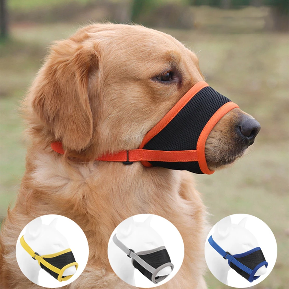 Dog Muzzle Anti Barking Pet Adjustable Anti-Bite Puppy Breathable Soft Dog Mouth Cover Elastic Strap Pet Supplies Basket Muzzle