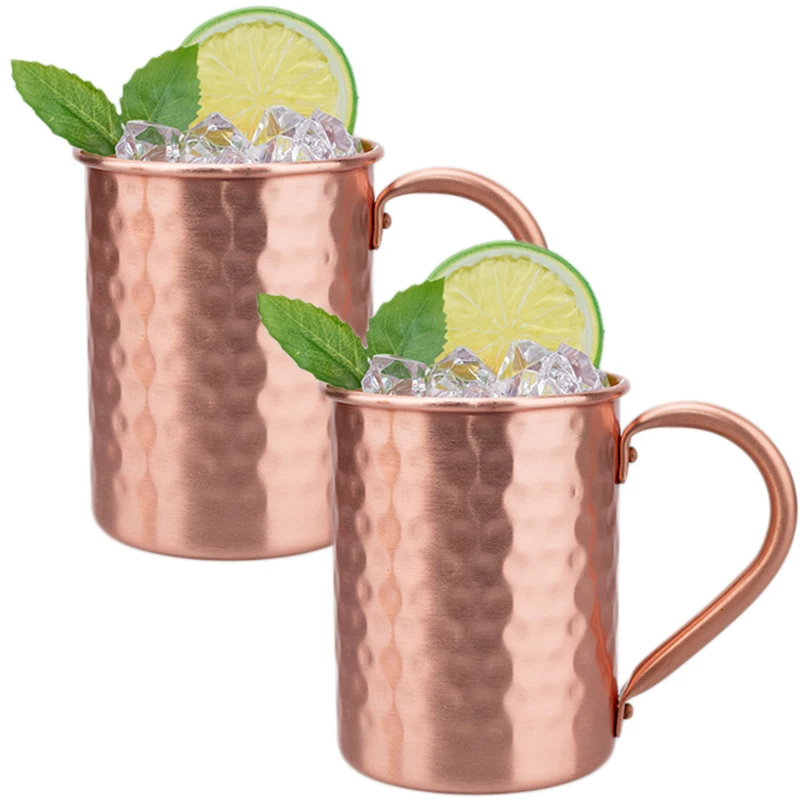 New 100% Copper Cups Pure Solid Moscow Mule PURE Copper Mugs-Shaped 400ml Cocktail Cups Beer Milk Mug Drinkware