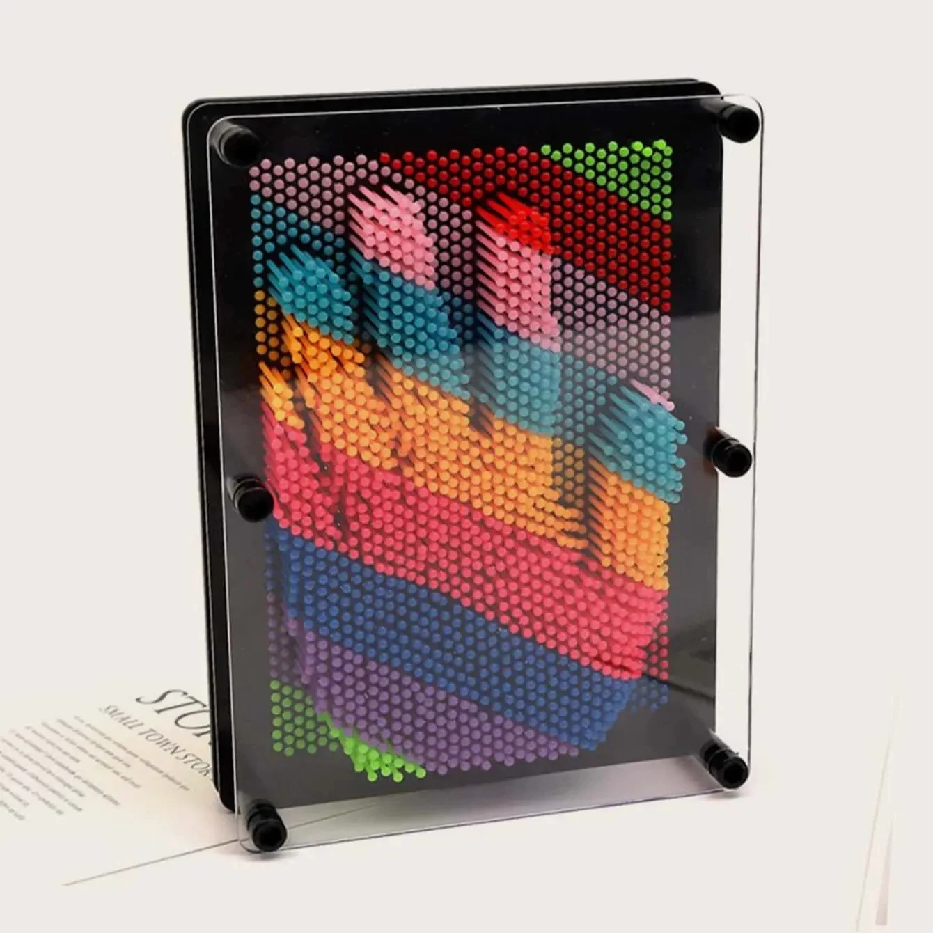 kf-Sbc41557246744fe7b76e596b5e8d188eI 1pc-Plastic Square Rainbow Handprint Versatile Needle Drawing 3D Clone Hand Model Puzzle Toy - Image 1