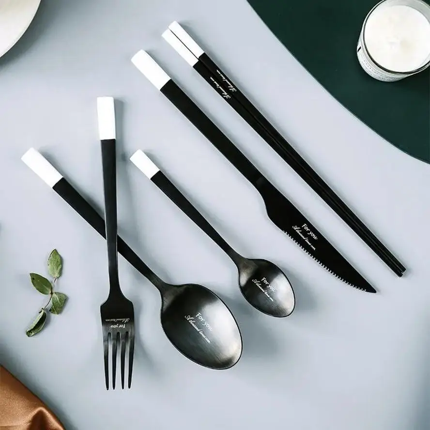 High-end Tableware Stainless Steel Western-style Polished Set Kitchen Cutlery Fork Steak Knife Teaspoon Cutlery Set