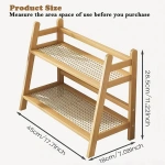 2 Tier Wicker-Look Coffee Station Organizer, Bamboo Mug Holder Countertop, Kitchen Counter Shelf for Tea Coffee Bar Accessories - Image 3